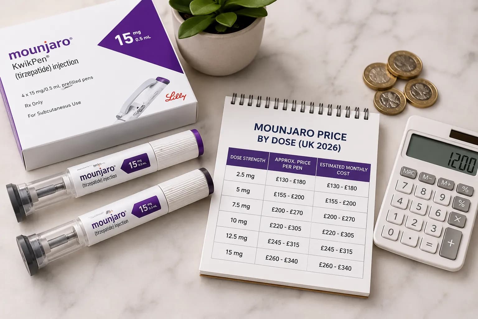 Mounjaro price by dose and monthly cost guide