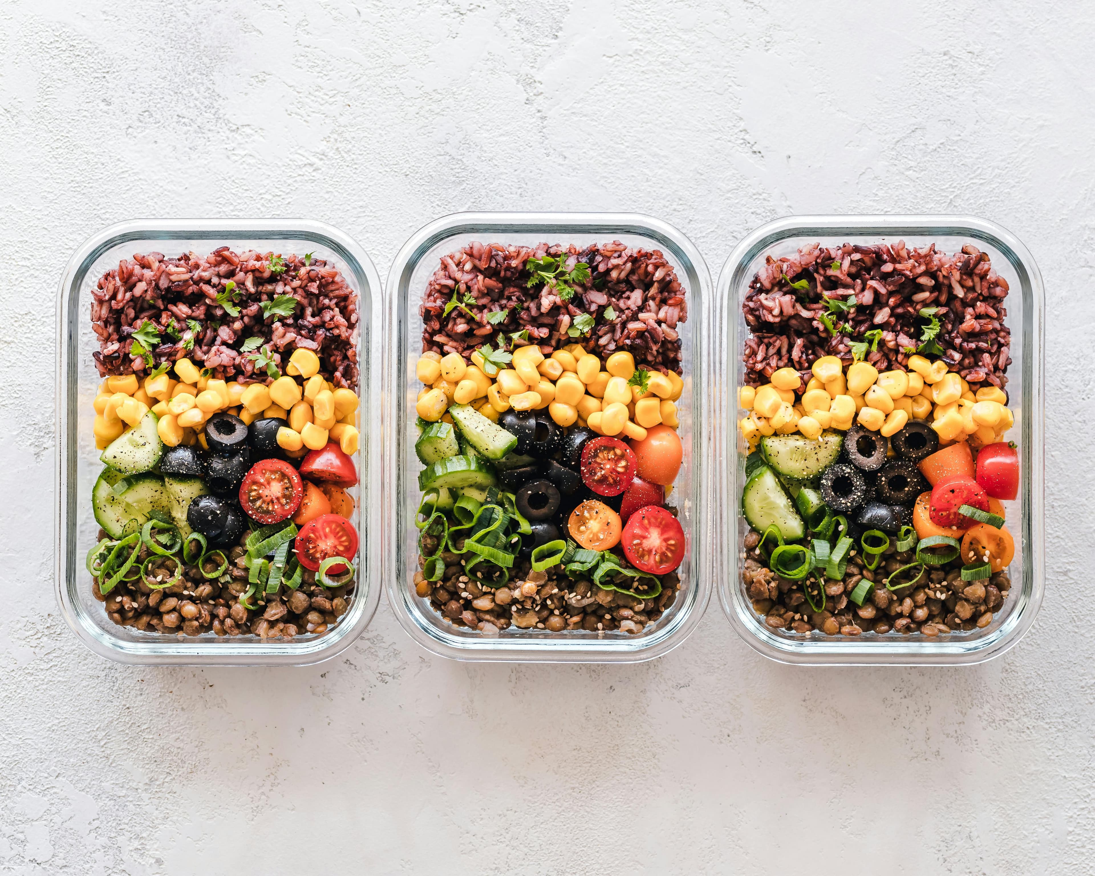 Healthy plate with protein, vegetables, and whole foods